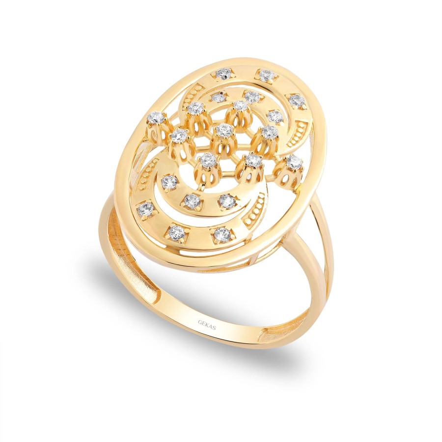 14 Ayar Sarı Altın Fantazi Taşlı Yüzük