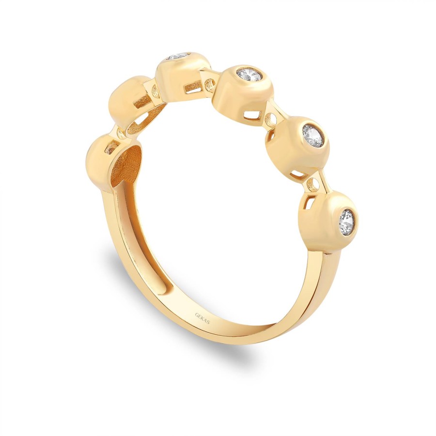 14 Ayar Sarı Altın Mini Top Taşlı Yüzük