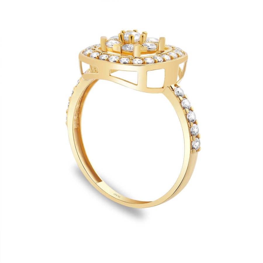 14 Ayar Sarı Altın Fantazi Taşlı Yüzük