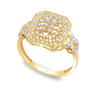 14 Ayar Sarı Altın Baget Tasarımlı Yüzük