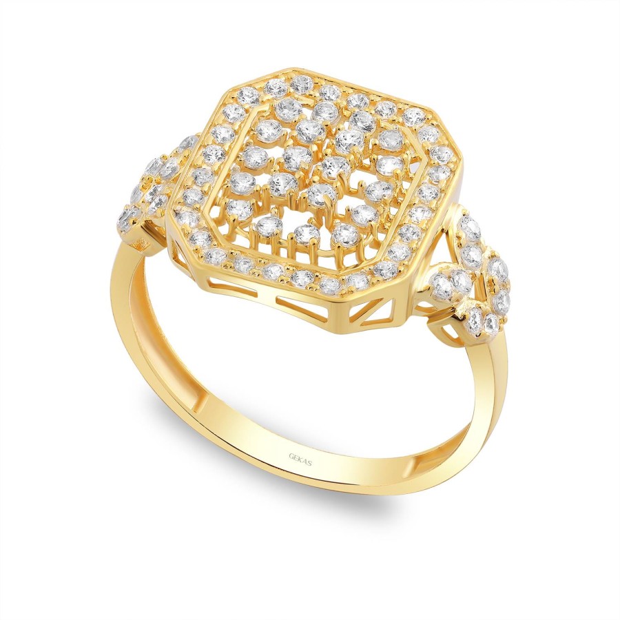 14 Ayar Sarı Altın Baget Tasarımlı Yüzük