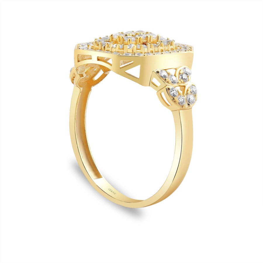 14 Ayar Sarı Altın Baget Tasarımlı Yüzük