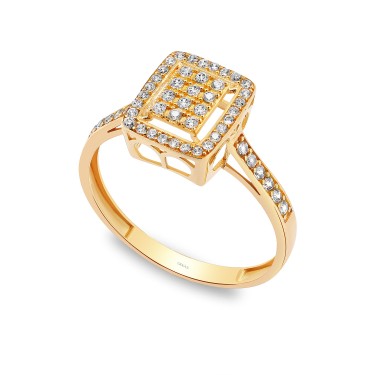 925 Ayar Gümüş Kararmaz Sarı Altın Kaplama Taşlı Baget Yüzük