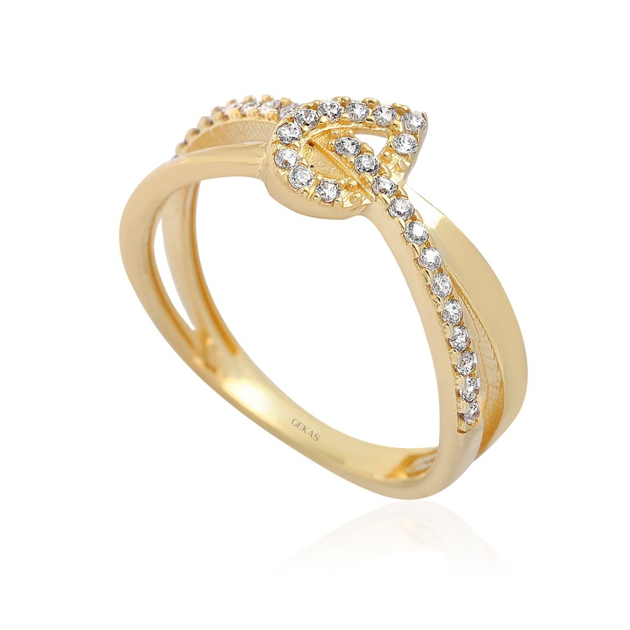 14 Ayar Sarı Altın Çapraz Yüzük