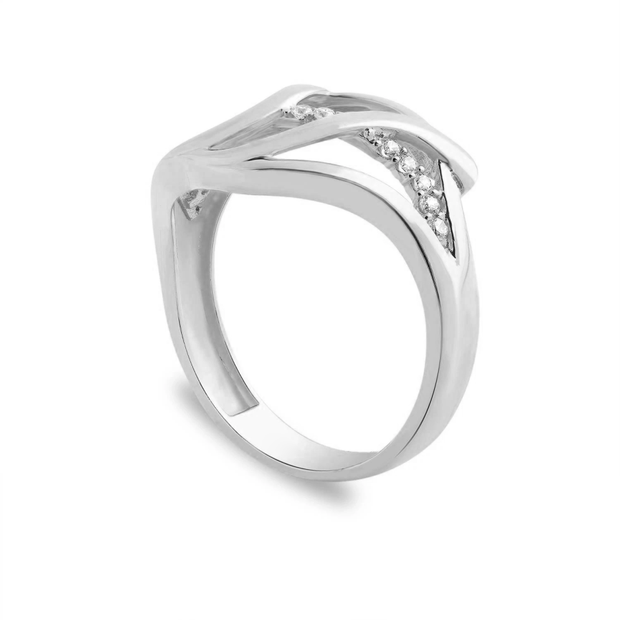 14 Ayar Beyaz Altın Taşlı Yüzük