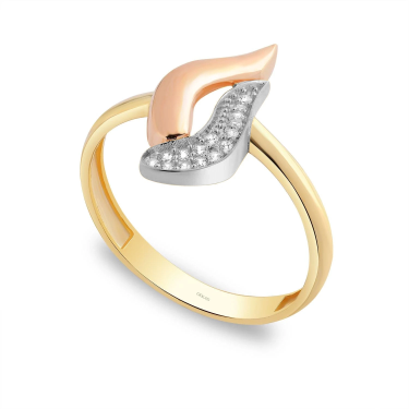 14 Ayar Kırmızı Beyaz Sarı Altın Taşlı Yüzük